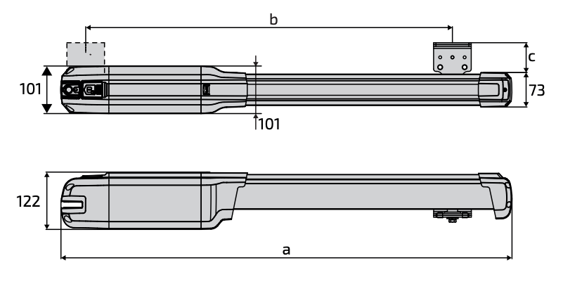 WYMIARY SIŁOWNIKA BFT PHOBOS BT B25 B40