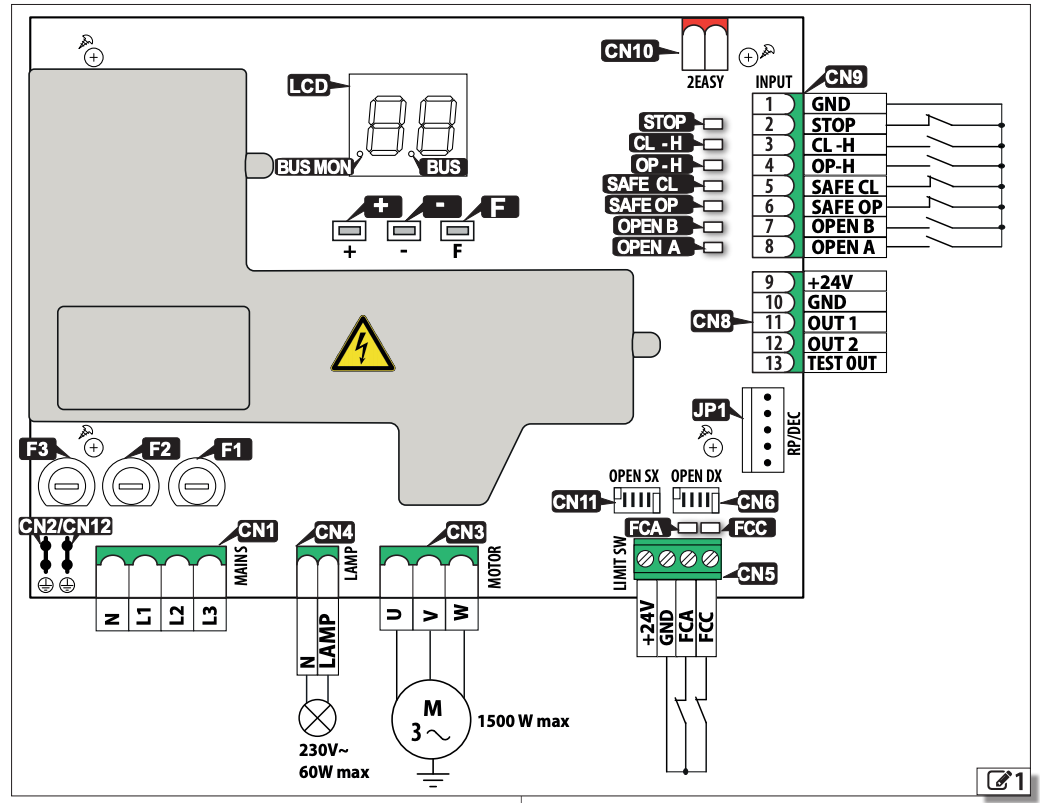 SCHEMAT CENTRALI STERUJĄCEJ FAAC E844 3PH