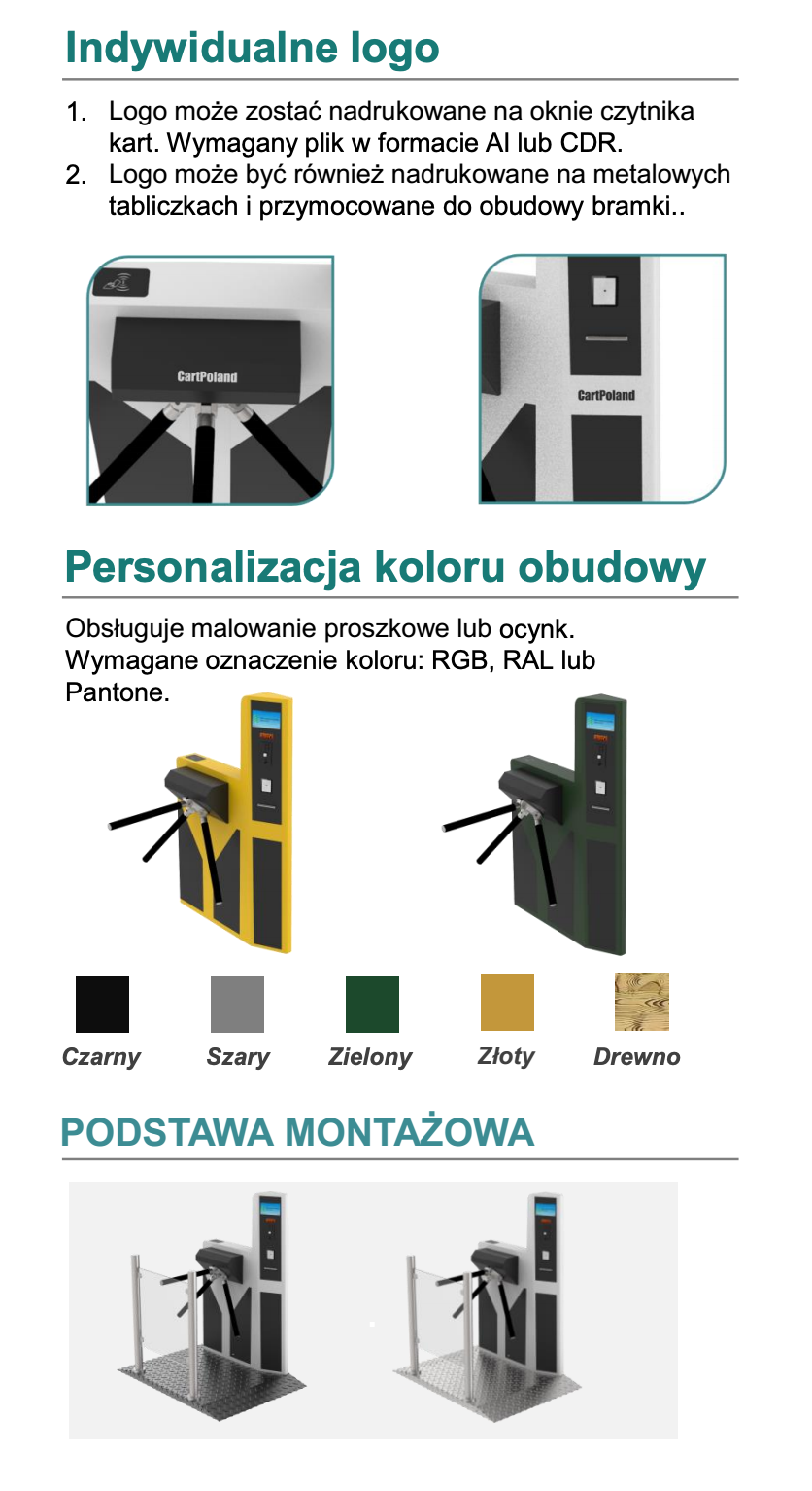 PERSONALIZACJA BRAMKI OBROTOWEJ PANTERA CP-KQ100-T SA
