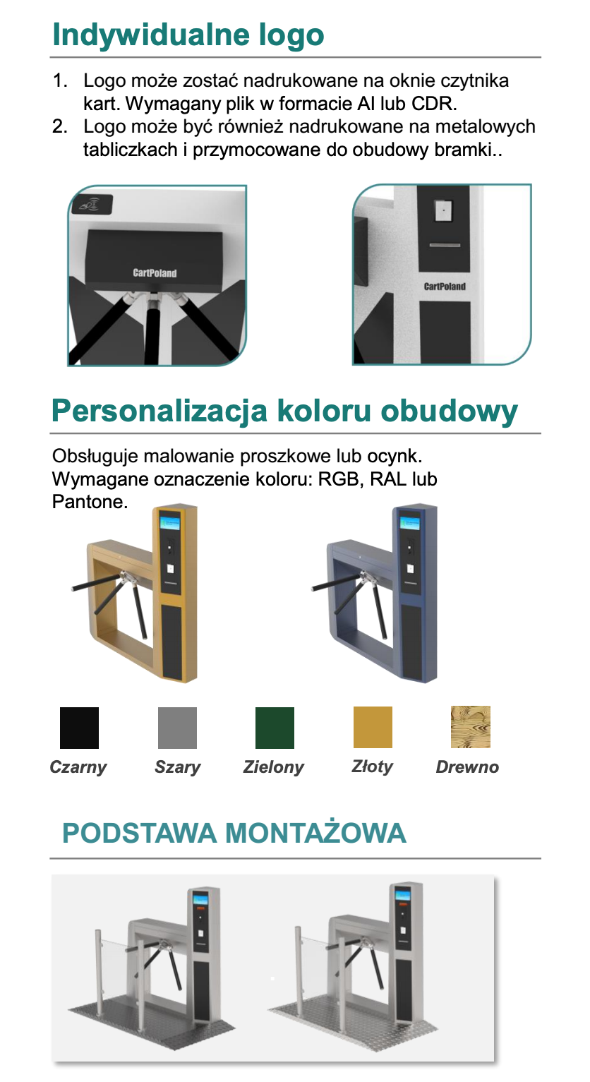 PERSONALIZACJA BRAMKI OBROTOWEJ SUN CP-ME124-T SA