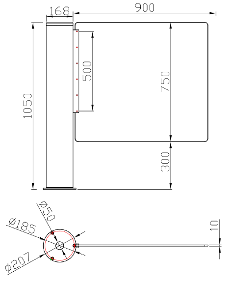 WYMIARY BRAMKI UCHYLNEJ DWUKIERUNKOWEJ CP-310B