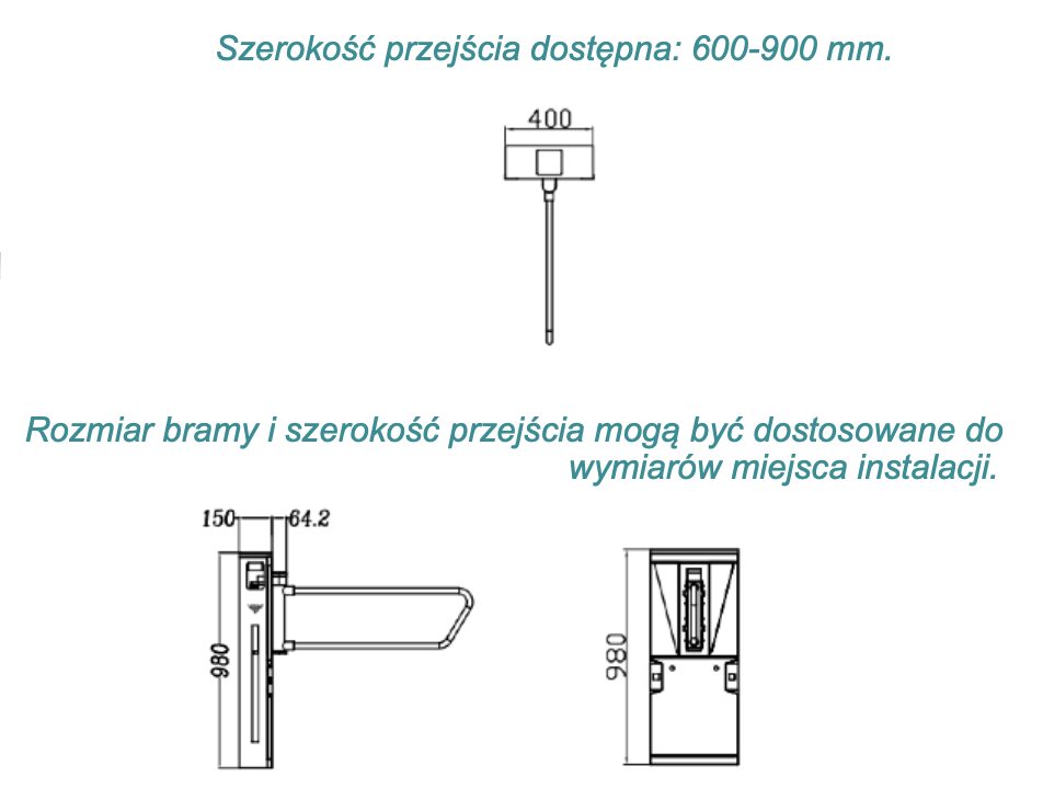 WYMIARY BRAMKI UCHYLNEJ CP-KQ311​​​​​​​