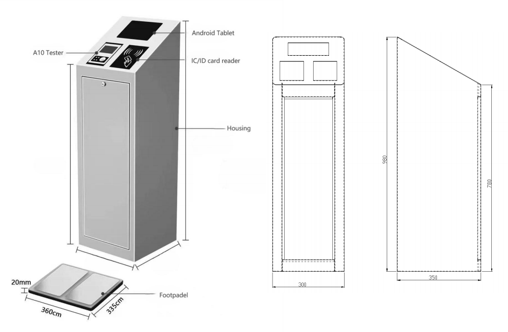 WYMIARY SŁUPKA KONTROLA DOSTĘPU CP-1ESD