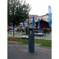 Poidełko uliczne GYQ zdrój wody pitnej - dwie misy boczne obniżone, nalewak do butelek