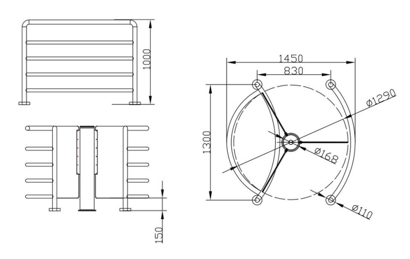 WYMIARY BRAMKI ROTOR PLUTON CP-310 Y PLEXY