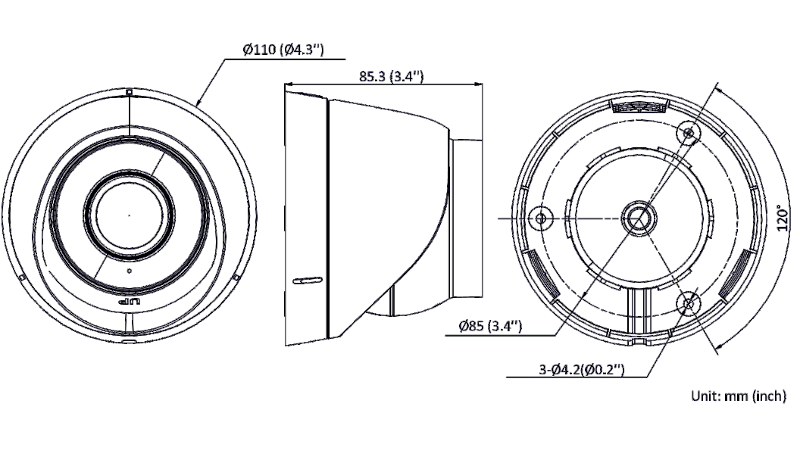RYSUNEK TECHNICZNY WYMIARY VIDOS IP-H1140