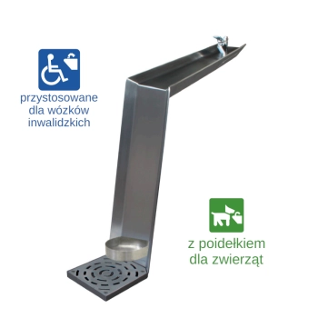 Stacja wody pitnej VICTORIA ADO przystosowane dla wózków inwalidzkich (opcja wodopój dla psów) - stal nierdzewna