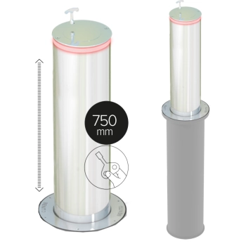 Słupek zabezpieczający wysuwany półautomat BENITO PLAZA Ø220 x 750mm - LED, INOX