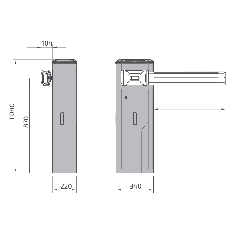 WYMIARY SZLABANU PARKINGOWEGO BFT GIOTTO BT B ULTRA36