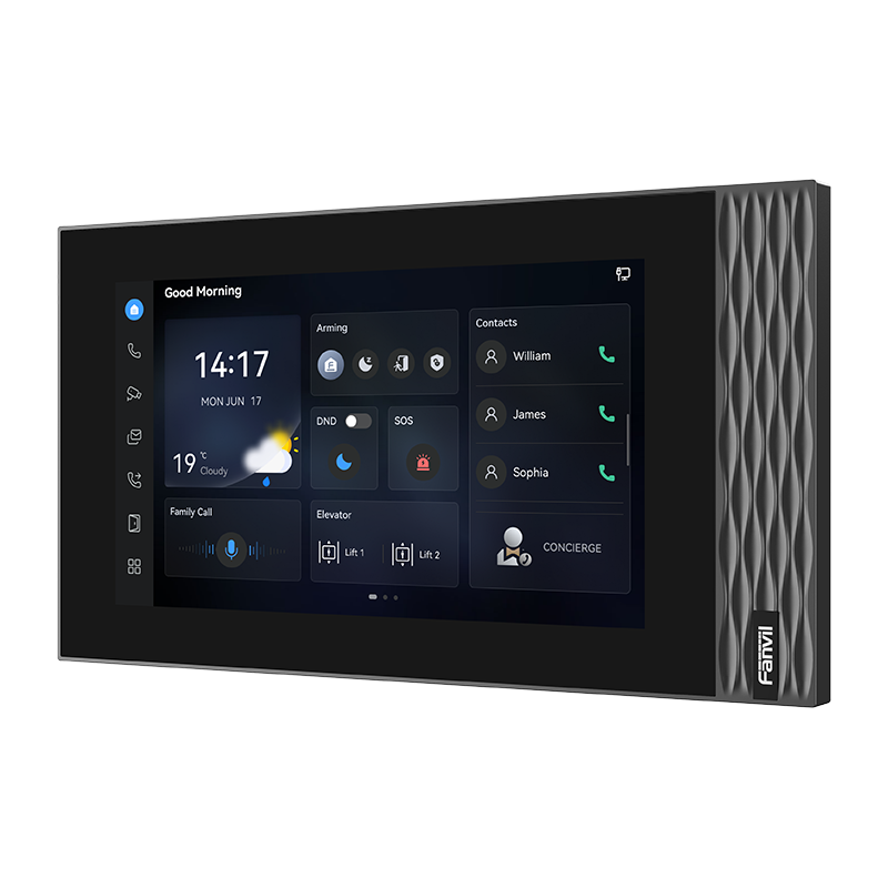 Fanvil i554W grafitowy monitor wideodomofonu IP SIP z ekranem dotykowym 7 cali i Wi-Fi 6