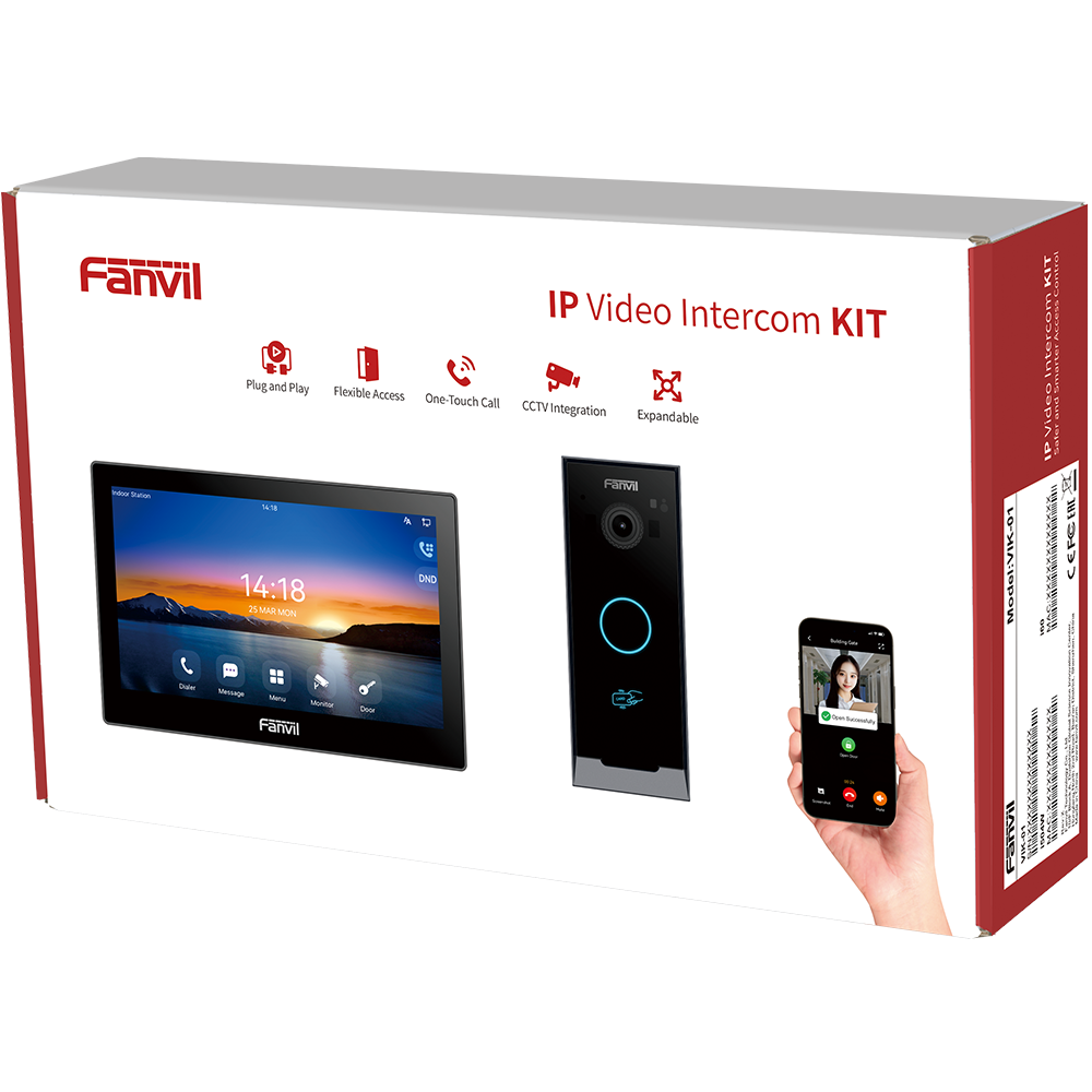 Fanvil VIK-01 zestaw wideodomofonowy IP z monitorem i504W, stacją bramową i60 i aplikacją Fanvil Link