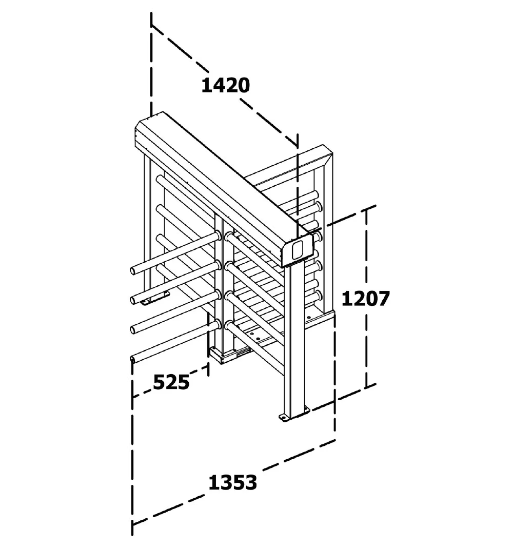 WYMIARY BRAMKI OBROTOWEJ T1400 MAKIM