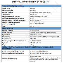 Specyfikacja ORNO OR-VID-JS-1040/B ARCUS MEMO