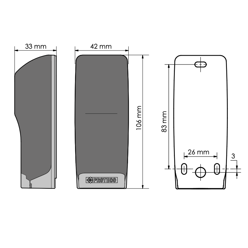 WYMIARY FOTOKOMÓREK RF40 PROTECO