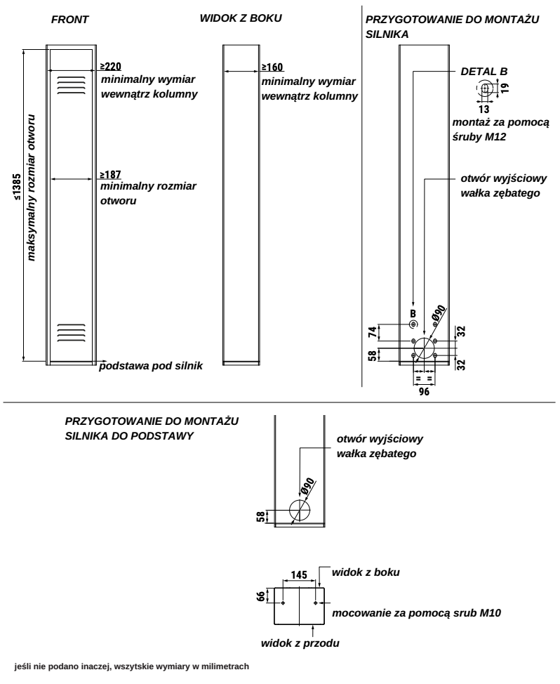 WYMIARY MONTAŻOWE TW110/1000/HS - TW110/1200/R - TW110/1600/HS - TW110/2000