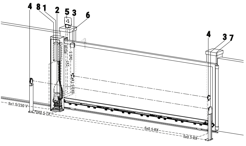 PRZYKŁADOWA INSTALACJA SIŁOWNIKA TW110/1000/HS - TW110/1200/R - TW110/1600/HS - TW110/2000