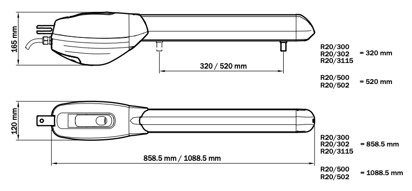 WYMIARY SILOWNIKA R20/500 ROGER