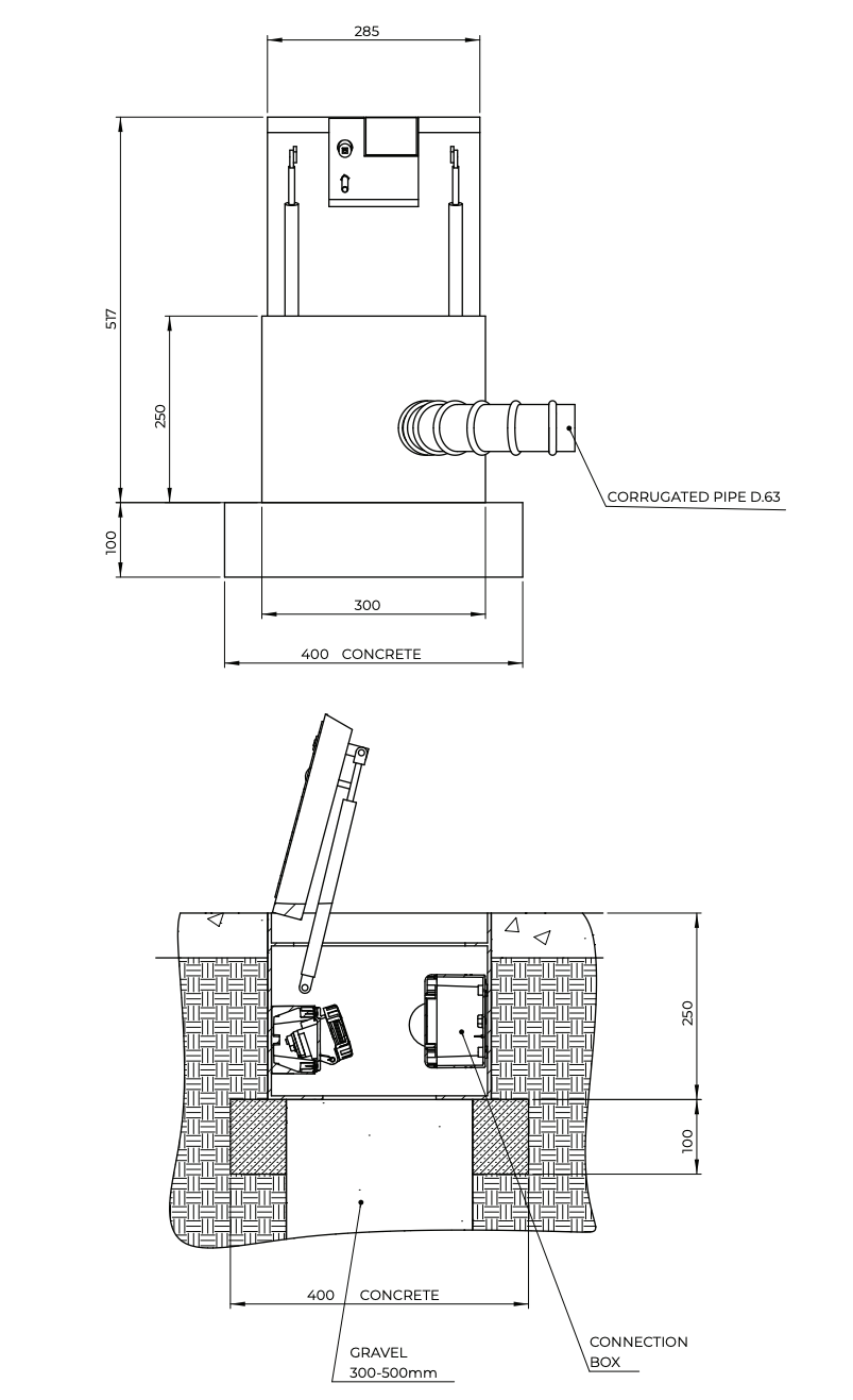 WYMIARY STUDNI ELEKTRYCZNEJ VMR FLOOR BOX 3030