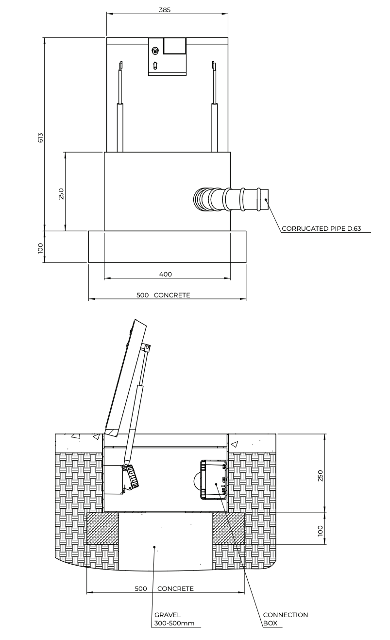 WYMIARY STUDNI ELEKTRYCZNEJ VMR FLOOR BOX 4040