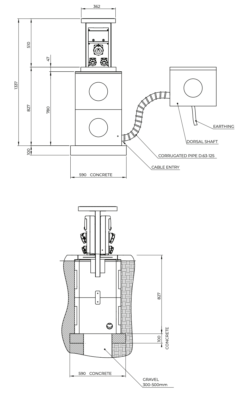 WYMIARY STUDNI ELEKTRYCZNEJ VMR VM05