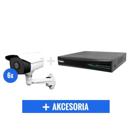 Zestaw monitoring IP 6 kamer tubowych Full HD 2 Mpix