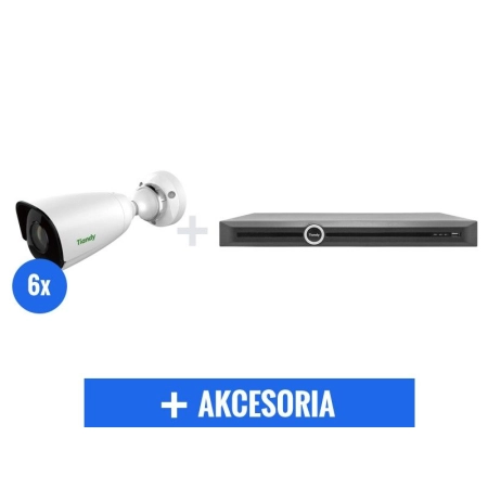 Kompletny zestaw monitoringu - 6 kamery Tiandy 2Mpix STARLIGHT TC-NC214/S-P