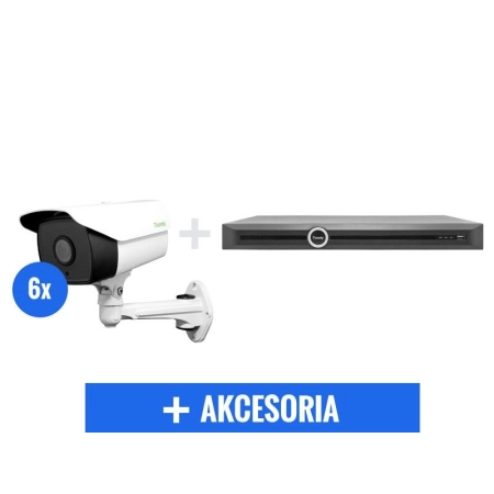 Zestaw monitoring IP 6 kamer tubowych Full HD 2 Mpix