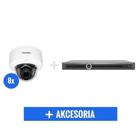 Zestaw Monitoring 8 kamer Tiandy 4Mpix MOTOZOOM TC-NC44M-P