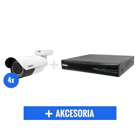 Domowy monitoring - 4 kamery Tiandy 4Mpix MOTOZOOM TC-NC43M