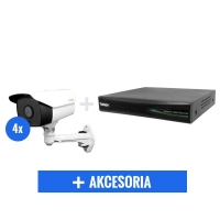 Zestaw monitoring IP 4 kamer tubowych Full HD 2 Mpix