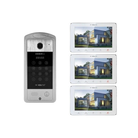 VIDI-VDP-7SL-W-3 Wideodomofon z 3 monitorami 7" KOD KARTA