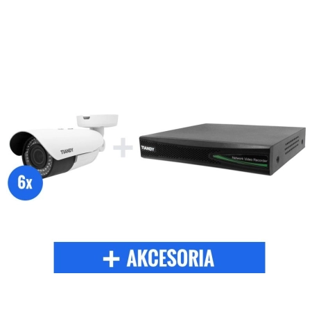 Domowy monitoring - 6 kamer Tiandy 4Mpix MOTOZOOM TC-NC43M
