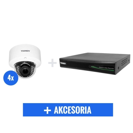 Domowy monitoring - 4 kamery Tiandy 4Mpix MOTOZOOM TC-NC44M