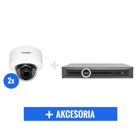 Zestaw Monitoring 2 kamery Tiandy 4Mpix MOTOZOOM TC-NC44M-P