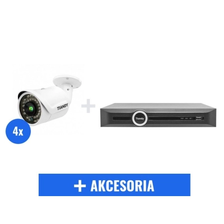 Zestaw monitoring IP Tiandy 4Mpx 4 kamery rejestrator dysk 1TB