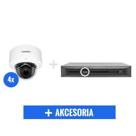 Kompletny zestaw monitoringu - 4 kamery Tiandy 2Mpix STARLIGHT TC-NC24MC