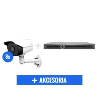 Zestaw monitoring IP 8 kamer tubowych Full HD 2 Mpix