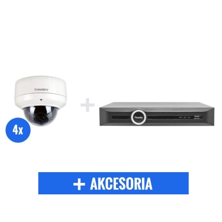 Kompletny zestaw monitoringu - 4 kamery Tiandy 2Mpix STARLIGHT TC-NC24M/S