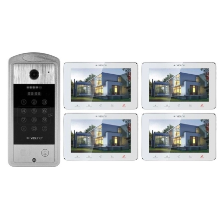 VIDI-VDP-7SL-W-4 Wideodomofon z 4 monitorami 7" White KOD KARTA